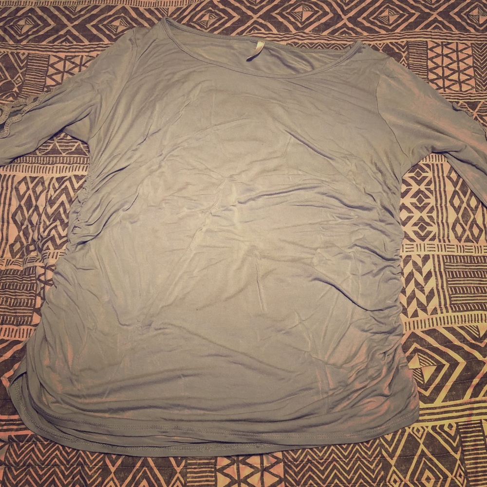 Pink blush light blue maternity shirt
